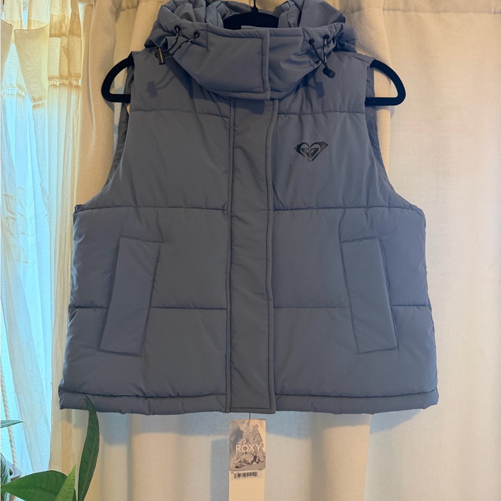 Roxy Blue Puffer Vest - medium